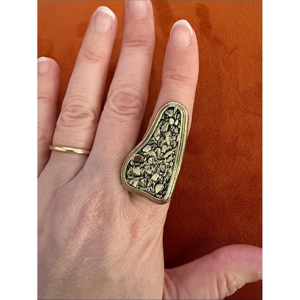 Gold Tone Pebbled‎ Statement Ring
